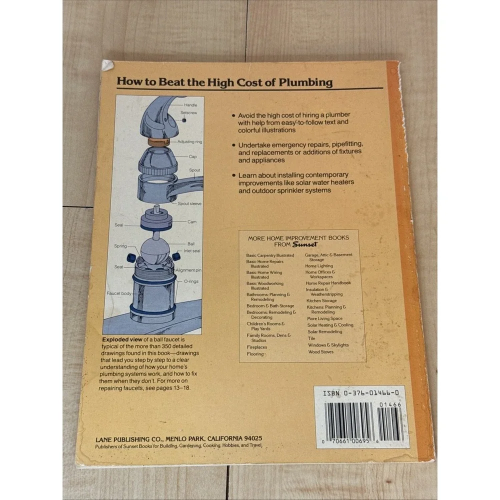 Sunset Basic Plumbing Illustrated 1988 Vintage DIY Book